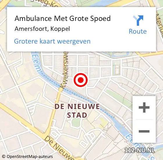 Locatie op kaart van de 112 melding: Ambulance Met Grote Spoed Naar Amersfoort, Koppel op 3 juni 2017 20:38