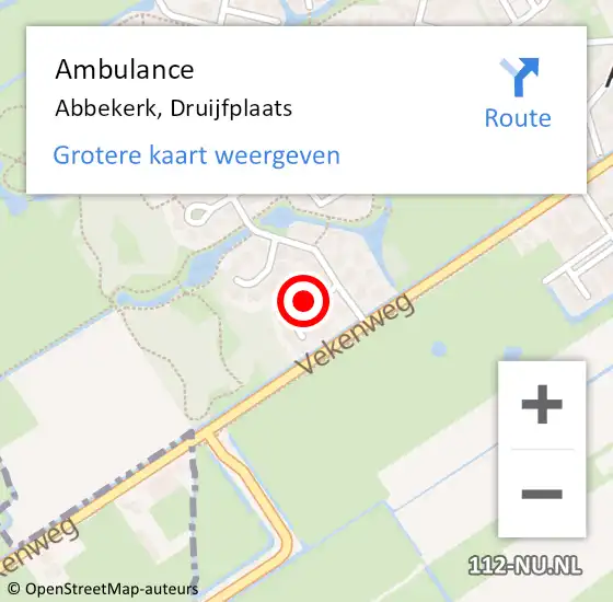 Locatie op kaart van de 112 melding: Ambulance Abbekerk, Druijfplaats op 3 juni 2017 20:45