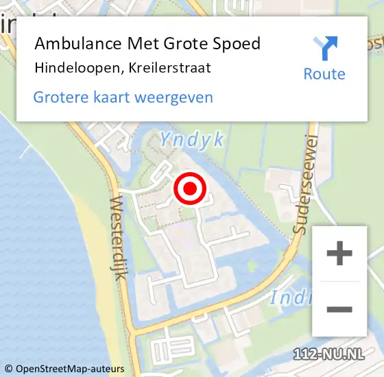 Locatie op kaart van de 112 melding: Ambulance Met Grote Spoed Naar Hindeloopen, Kreilerstraat op 3 juni 2017 20:49