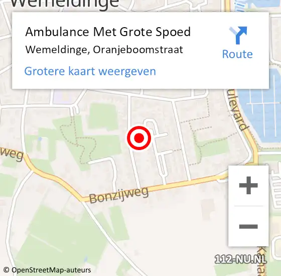 Locatie op kaart van de 112 melding: Ambulance Met Grote Spoed Naar Wemeldinge, Oranjeboomstraat op 3 juni 2017 22:47