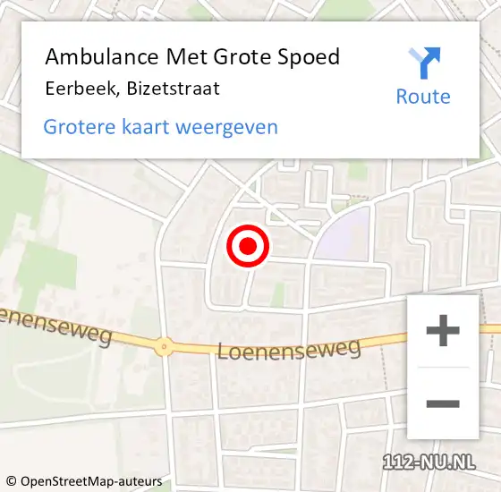 Locatie op kaart van de 112 melding: Ambulance Met Grote Spoed Naar Eerbeek, Bizetstraat op 3 juni 2017 23:09