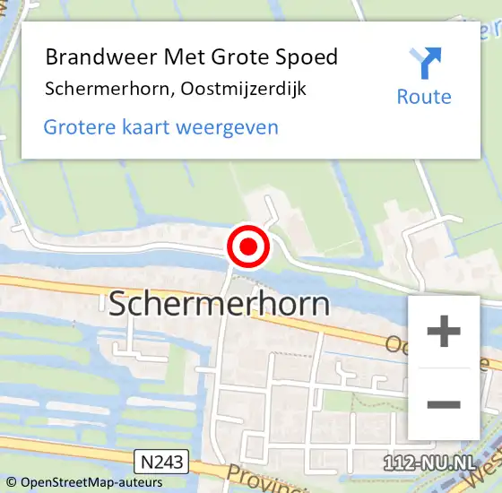 Locatie op kaart van de 112 melding: Brandweer Met Grote Spoed Naar Schermerhorn, Oostmijzerdijk op 3 juni 2017 23:21