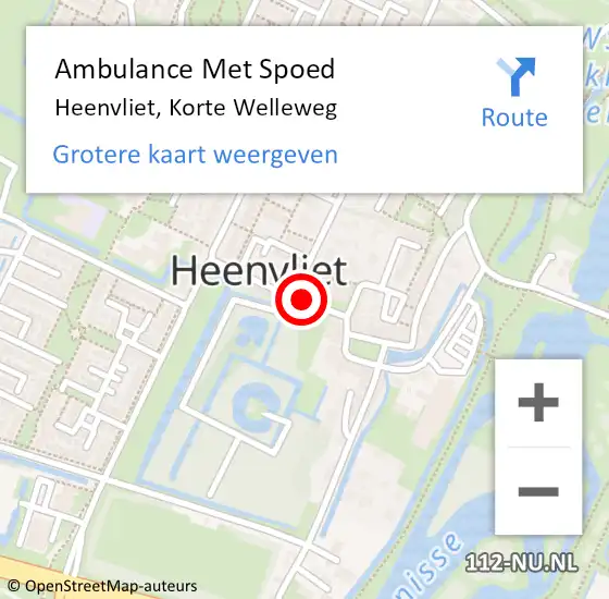 Locatie op kaart van de 112 melding: Ambulance Met Spoed Naar Heenvliet, Korte Welleweg op 3 juni 2017 23:50