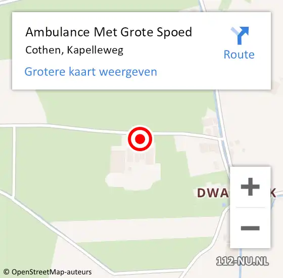 Locatie op kaart van de 112 melding: Ambulance Met Grote Spoed Naar Cothen, Kapelleweg op 3 juni 2017 23:56