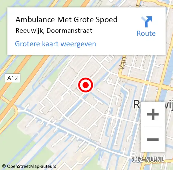 Locatie op kaart van de 112 melding: Ambulance Met Grote Spoed Naar Reeuwijk, Doormanstraat op 4 juni 2017 00:52