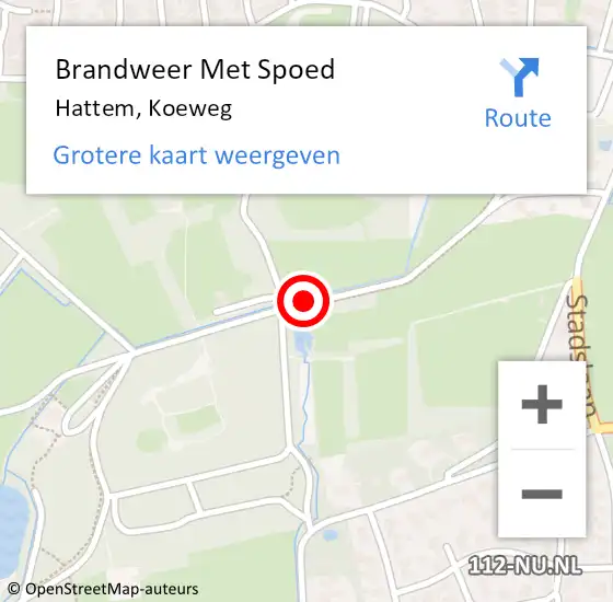 Locatie op kaart van de 112 melding: Brandweer Met Spoed Naar Hattem, Koeweg op 4 juni 2017 01:05