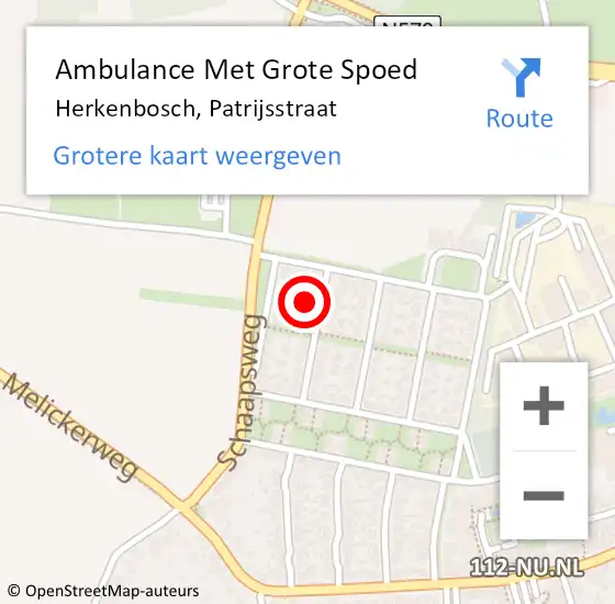 Locatie op kaart van de 112 melding: Ambulance Met Grote Spoed Naar Herkenbosch, Patrijsstraat op 4 juni 2017 02:45