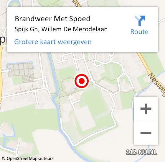 Locatie op kaart van de 112 melding: Brandweer Met Spoed Naar Spijk Gn, Willem De Merodelaan op 4 juni 2017 05:34