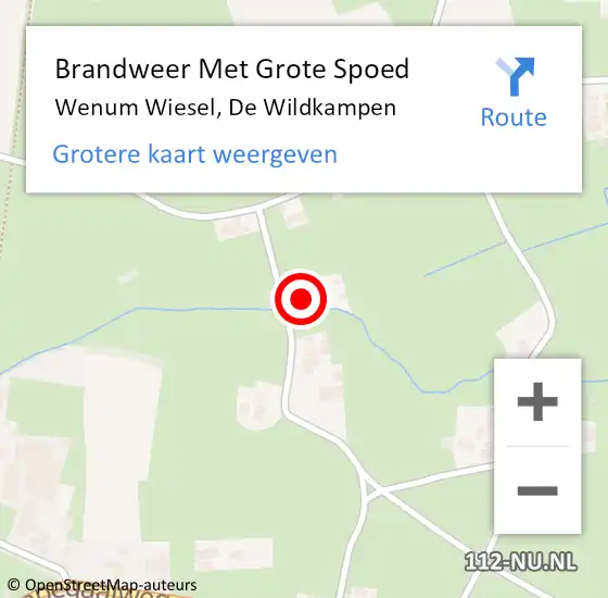 Locatie op kaart van de 112 melding: Brandweer Met Grote Spoed Naar Wenum Wiesel, De Wildkampen op 4 juni 2017 06:06