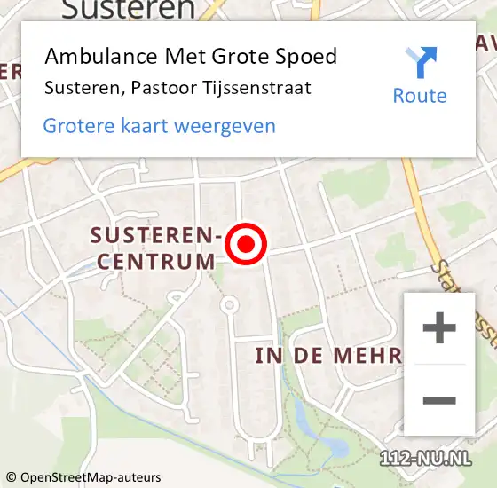 Locatie op kaart van de 112 melding: Ambulance Met Grote Spoed Naar Susteren, Pastoor Tijssenstraat op 4 juni 2017 07:06