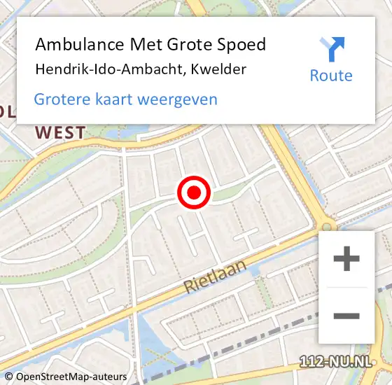 Locatie op kaart van de 112 melding: Ambulance Met Grote Spoed Naar Hendrik-Ido-Ambacht, Kwelder op 4 juni 2017 07:15