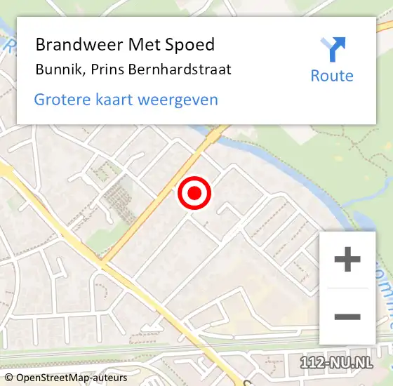 Locatie op kaart van de 112 melding: Brandweer Met Spoed Naar Bunnik, Prins Bernhardstraat op 4 juni 2017 08:24