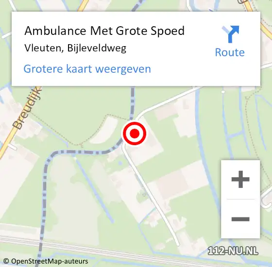 Locatie op kaart van de 112 melding: Ambulance Met Grote Spoed Naar Vleuten, Bijleveldweg op 4 juni 2017 09:09