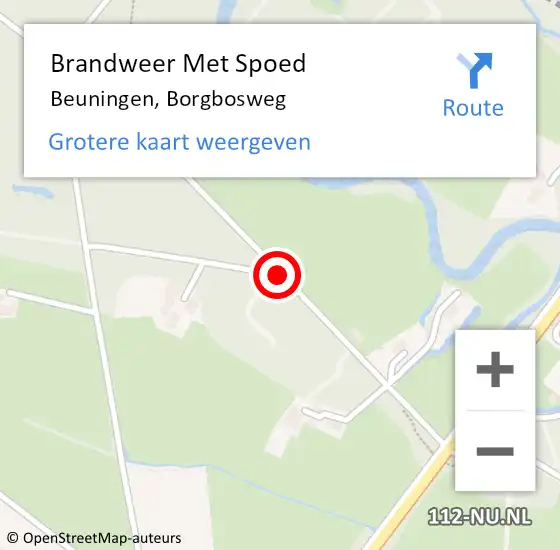 Locatie op kaart van de 112 melding: Brandweer Met Spoed Naar Beuningen, Borgbosweg op 4 juni 2017 09:57