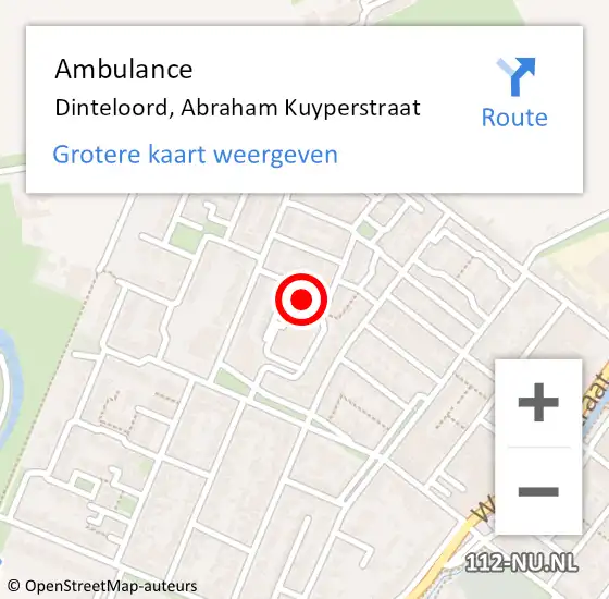 Locatie op kaart van de 112 melding: Ambulance Dinteloord, Abraham Kuyperstraat op 4 juni 2017 09:59