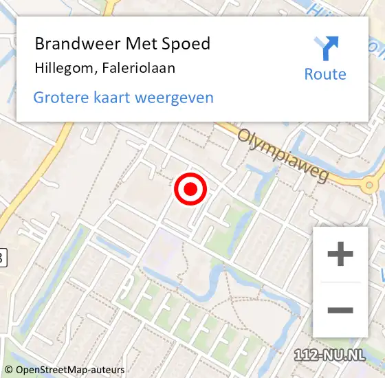 Locatie op kaart van de 112 melding: Brandweer Met Spoed Naar Hillegom, Faleriolaan op 4 juni 2017 11:09