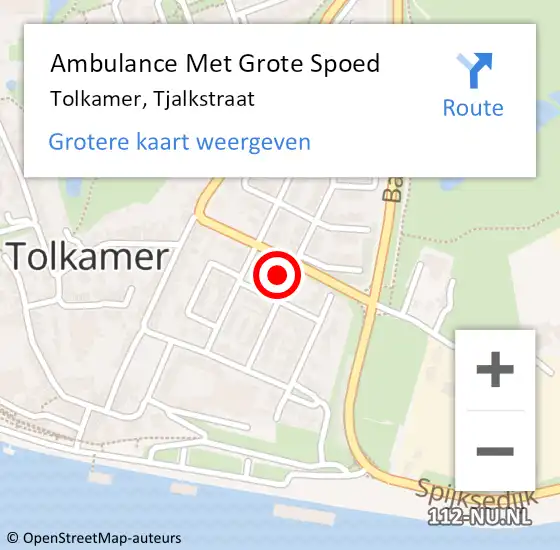 Locatie op kaart van de 112 melding: Ambulance Met Grote Spoed Naar Tolkamer, Tjalkstraat op 4 juni 2017 11:17