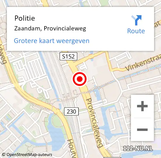 Locatie op kaart van de 112 melding: Politie Zaandam, Provincialeweg op 4 juni 2017 12:24