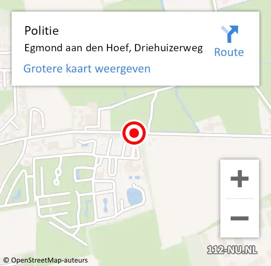 Locatie op kaart van de 112 melding: Politie Egmond aan den Hoef, Driehuizerweg op 4 juni 2017 12:27