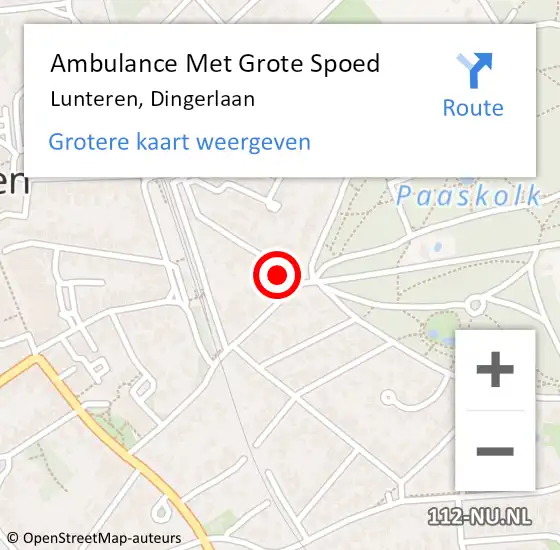 Locatie op kaart van de 112 melding: Ambulance Met Grote Spoed Naar Lunteren, Dingerlaan op 4 juni 2017 12:37