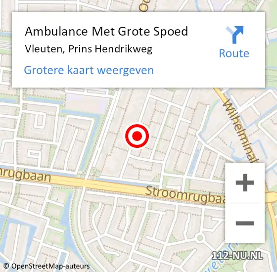 Locatie op kaart van de 112 melding: Ambulance Met Grote Spoed Naar Vleuten, Prins Hendrikweg op 4 juni 2017 12:49