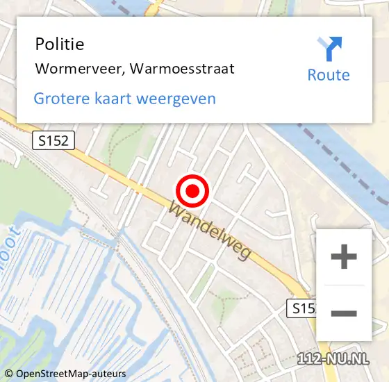 Locatie op kaart van de 112 melding: Politie Wormerveer, Warmoesstraat op 4 juni 2017 14:40