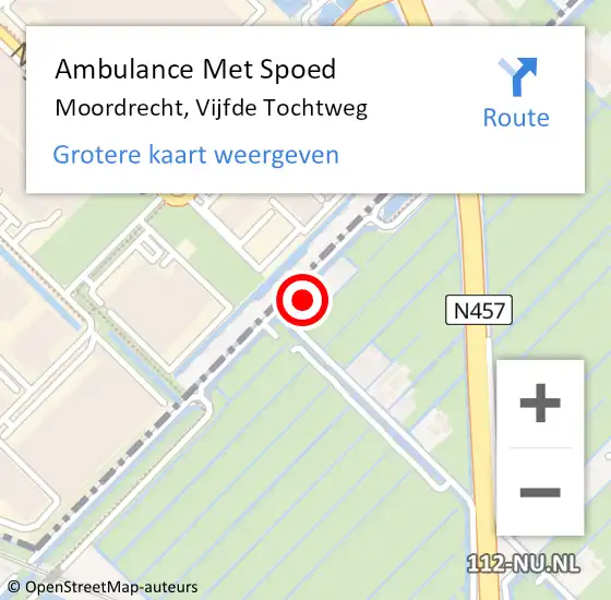 Locatie op kaart van de 112 melding: Ambulance Met Spoed Naar Moordrecht, Vijfde Tochtweg op 4 juni 2017 14:48