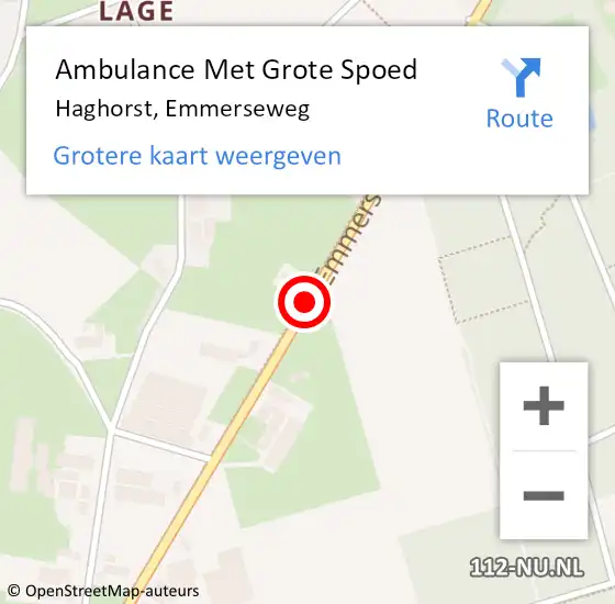 Locatie op kaart van de 112 melding: Ambulance Met Grote Spoed Naar Haghorst, Emmerseweg op 4 juni 2017 14:57