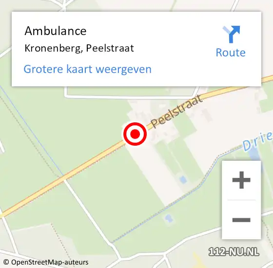 Locatie op kaart van de 112 melding: Ambulance Kronenberg, Peelstraat op 4 juni 2017 15:07