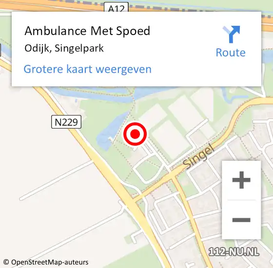 Locatie op kaart van de 112 melding: Ambulance Met Spoed Naar Odijk, Singelpark op 4 juni 2017 15:25