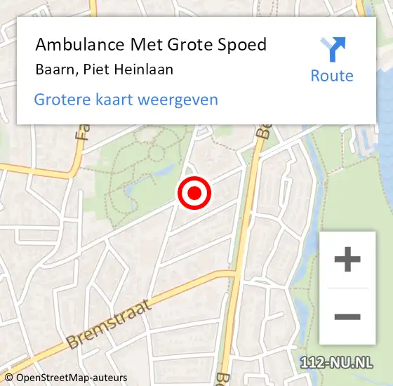 Locatie op kaart van de 112 melding: Ambulance Met Grote Spoed Naar Baarn, Piet Heinlaan op 4 juni 2017 15:27