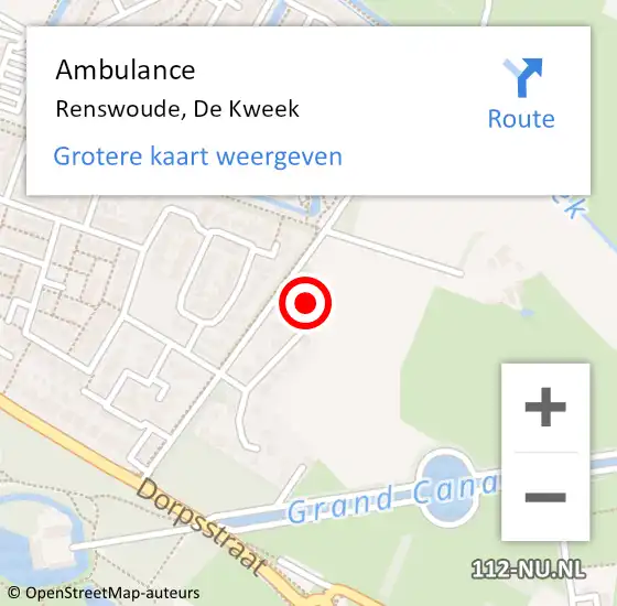 Locatie op kaart van de 112 melding: Ambulance Renswoude, De Kweek op 4 juni 2017 15:32