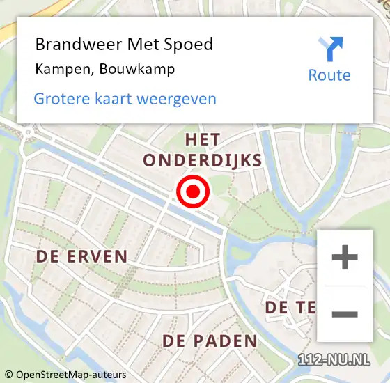 Locatie op kaart van de 112 melding: Brandweer Met Spoed Naar Kampen, Bouwkamp op 4 juni 2017 15:59