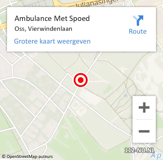 Locatie op kaart van de 112 melding: Ambulance Met Spoed Naar Oss, Vierwindenlaan op 4 juni 2017 16:27