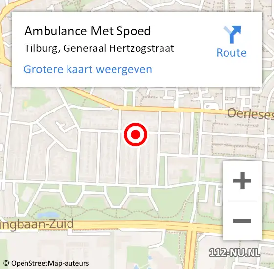 Locatie op kaart van de 112 melding: Ambulance Met Spoed Naar Tilburg, Generaal Hertzogstraat op 4 juni 2017 17:08