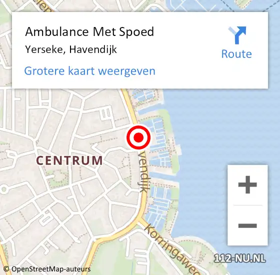 Locatie op kaart van de 112 melding: Ambulance Met Spoed Naar Yerseke, Havendijk op 4 juni 2017 17:09