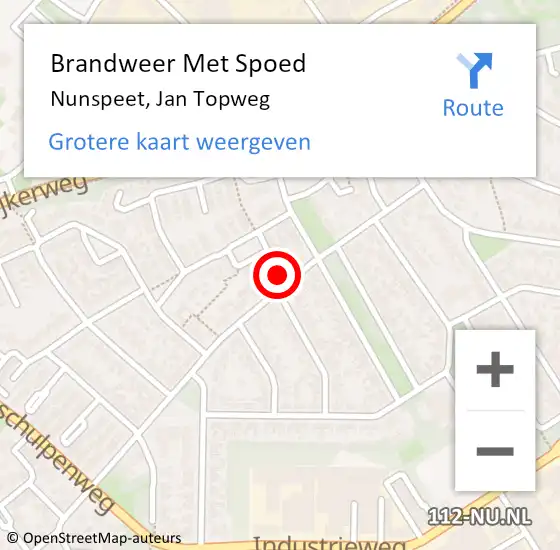Locatie op kaart van de 112 melding: Brandweer Met Spoed Naar Nunspeet, Jan Topweg op 4 juni 2017 17:27