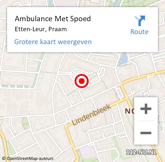 Locatie op kaart van de 112 melding: Ambulance Met Spoed Naar Etten-Leur, Praam op 4 juni 2017 17:40