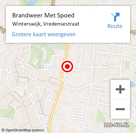 Locatie op kaart van de 112 melding: Brandweer Met Spoed Naar Winterswijk, Vredensestraat op 4 juni 2017 18:03