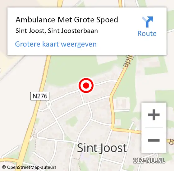 Locatie op kaart van de 112 melding: Ambulance Met Grote Spoed Naar Sint Joost, Sint Joosterbaan op 4 juni 2017 18:49