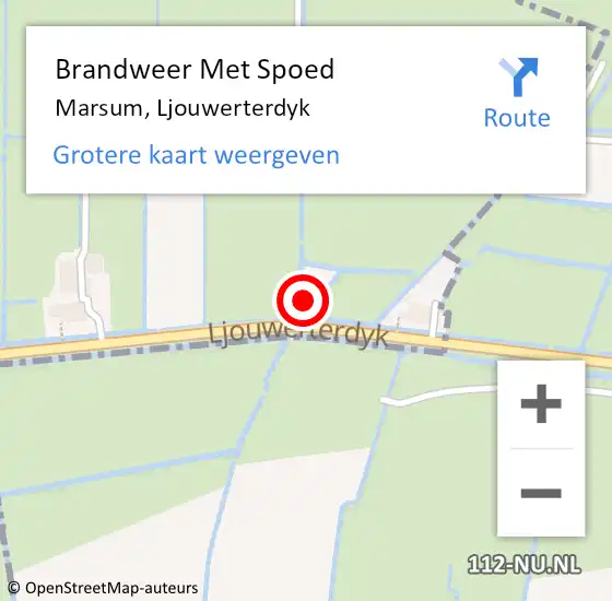 Locatie op kaart van de 112 melding: Brandweer Met Spoed Naar Marsum, Ljouwerterdyk op 4 juni 2017 20:18