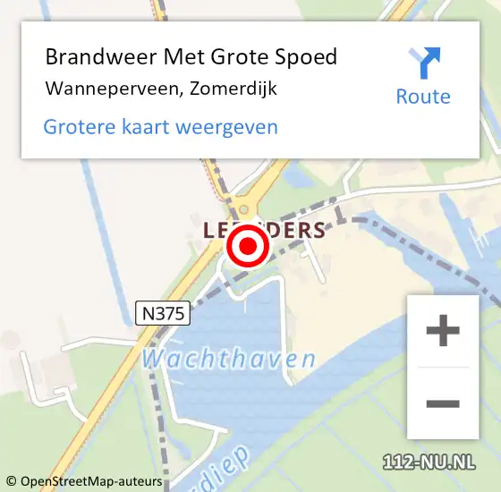 Locatie op kaart van de 112 melding: Brandweer Met Grote Spoed Naar Wanneperveen, Zomerdijk op 4 juni 2017 21:10