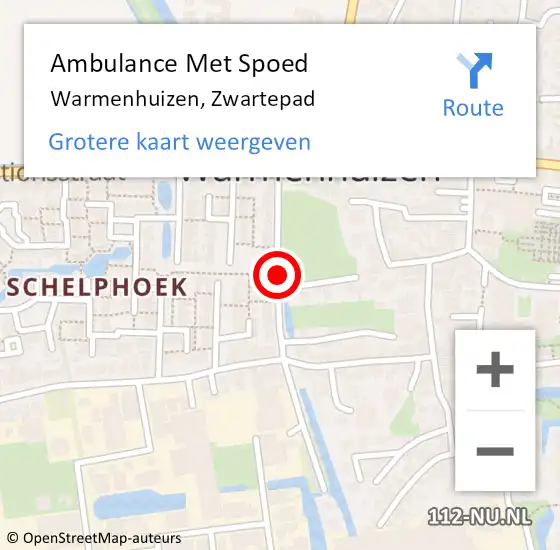 Locatie op kaart van de 112 melding: Ambulance Met Spoed Naar Warmenhuizen, Zwartepad op 4 juni 2017 21:19