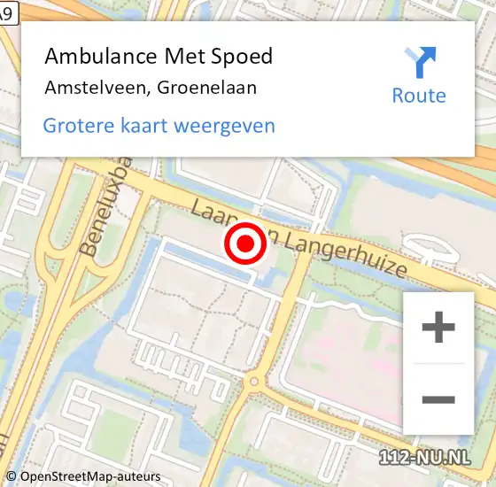 Locatie op kaart van de 112 melding: Ambulance Met Spoed Naar Amstelveen, Groenelaan op 4 juni 2017 22:06