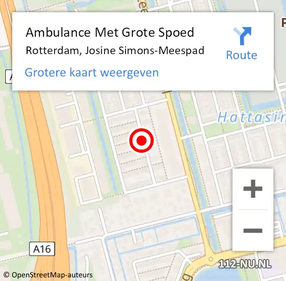 Locatie op kaart van de 112 melding: Ambulance Met Grote Spoed Naar Rotterdam, Josine Simons-Meespad op 4 juni 2017 22:21