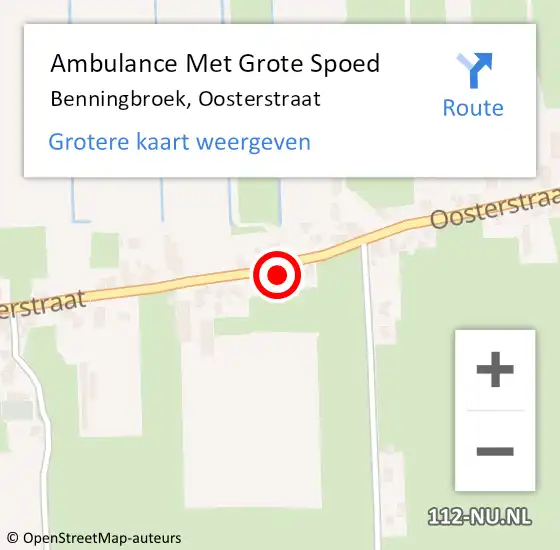 Locatie op kaart van de 112 melding: Ambulance Met Grote Spoed Naar Benningbroek, Oosterstraat op 20 september 2013 07:46