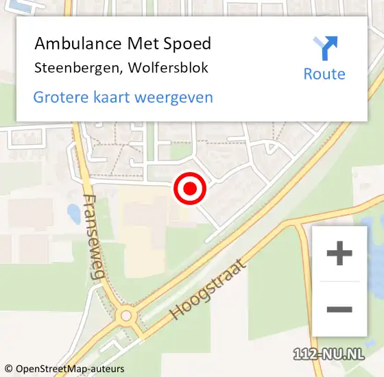 Locatie op kaart van de 112 melding: Ambulance Met Spoed Naar Steenbergen, Wolfersblok op 4 juni 2017 22:31