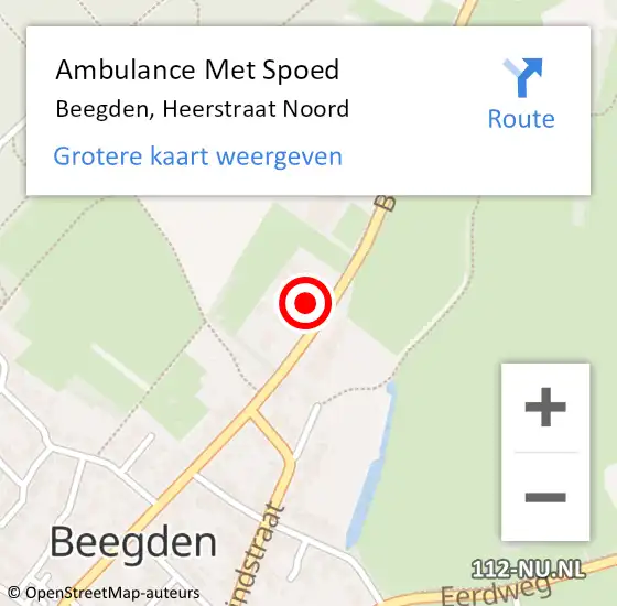 Locatie op kaart van de 112 melding: Ambulance Met Spoed Naar Beegden, Heerstraat Noord op 5 juni 2017 00:57