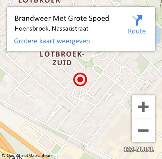 Locatie op kaart van de 112 melding: Brandweer Met Grote Spoed Naar Hoensbroek, Nassaustraat op 5 juni 2017 01:04