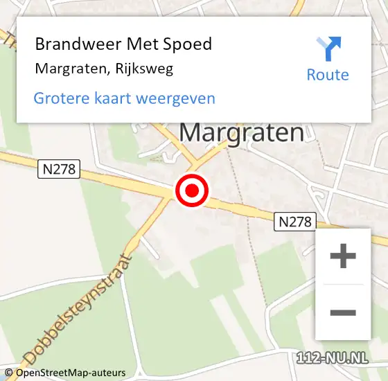 Locatie op kaart van de 112 melding: Brandweer Met Spoed Naar Margraten, Rijksweg op 5 juni 2017 01:51